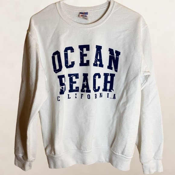 Vintage Tops - Vintage 90's Ocean Beach San Diego White Crewneck